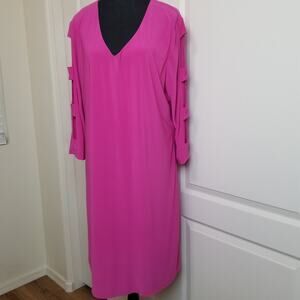 Last Tango Ladies Pullover Cut-Out Long Sleeves V-Neck Lined Knee Length Size XL